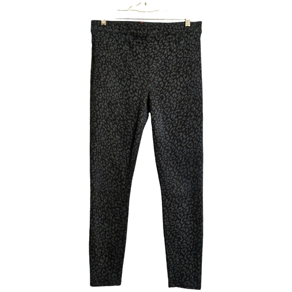 SPANX Blue Leopard Print High Waist Animal Print Jean-ish Ankle Leggings Size M